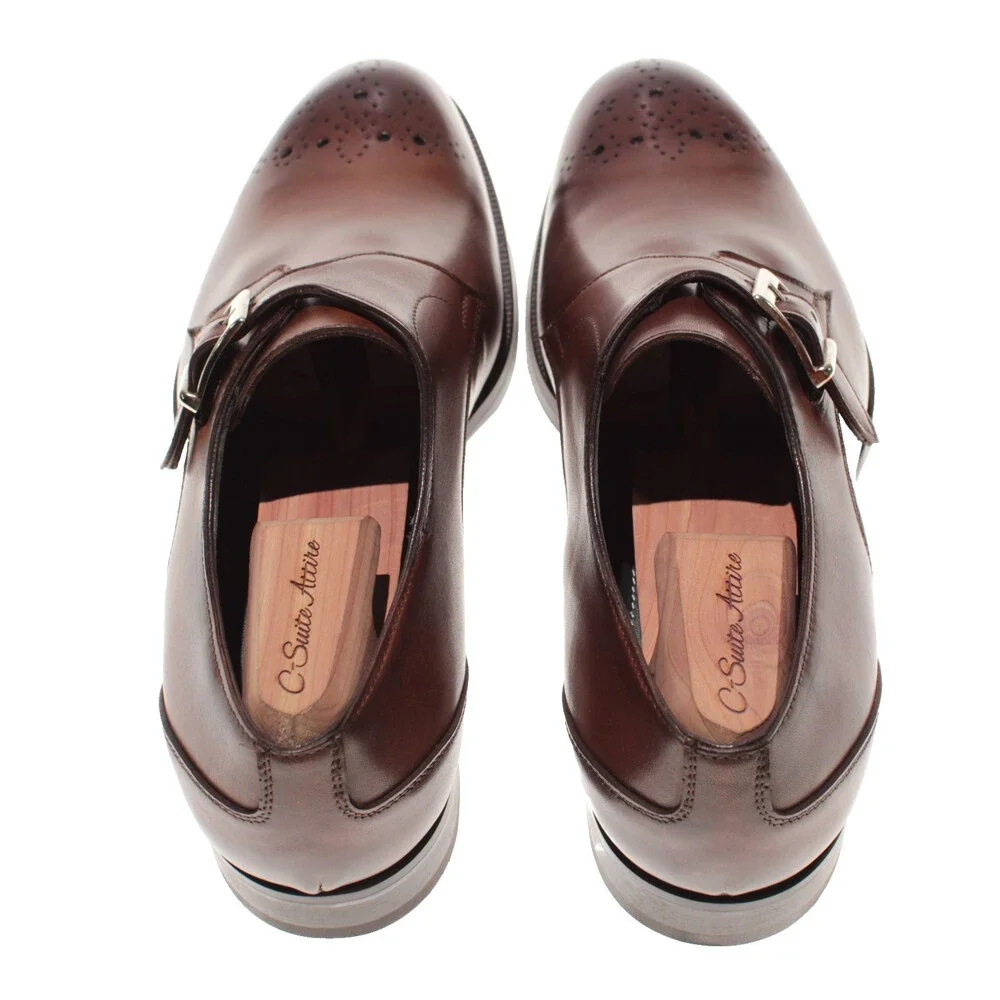 Pastori NWB Single Monk Strap Dress Shoes Size 8.5 US in Whiskey Brown Leather